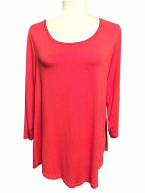 JM Collection Coral Scoop Neck Long-Sleeve Tunic